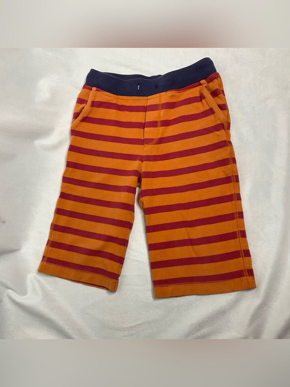 Mini Boden Boy’s 6Y Orange Red Striped Baggies Elastic Waist